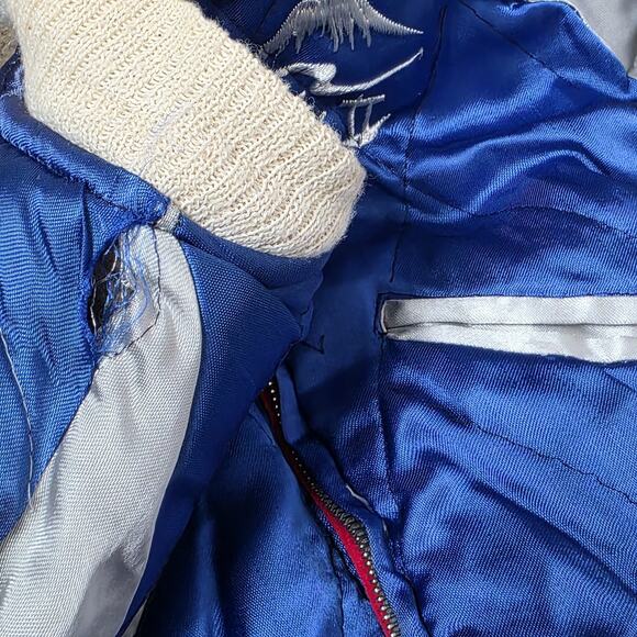 1950s Japan Sukajan Kids Jacket Reversible Red Velvet Blue Satin Tiger Eagle - Picture 14 of 15